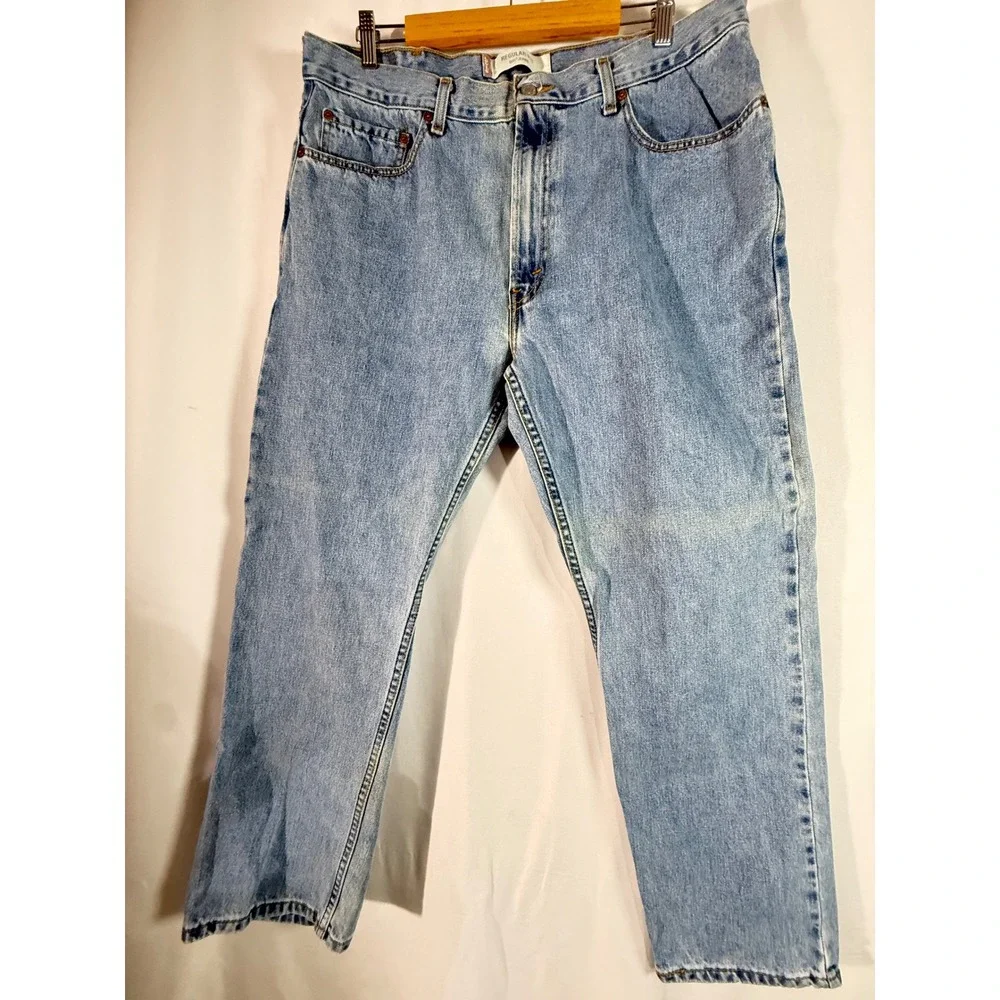 Levis 505‎ Regular Fit Light Wash Blue Denim Jeans Mens 38x30